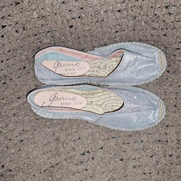 GAIMO-Espadrilles-Spain-Silver Sparkle Slip In Flats-Sz 37-Near Mint - Picture 6 of 7